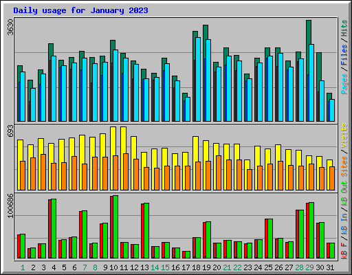 Daily usage for January 2023