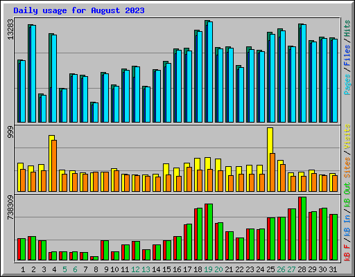 Daily usage for August 2023
