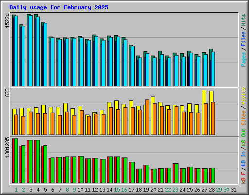 Daily usage for February 2025